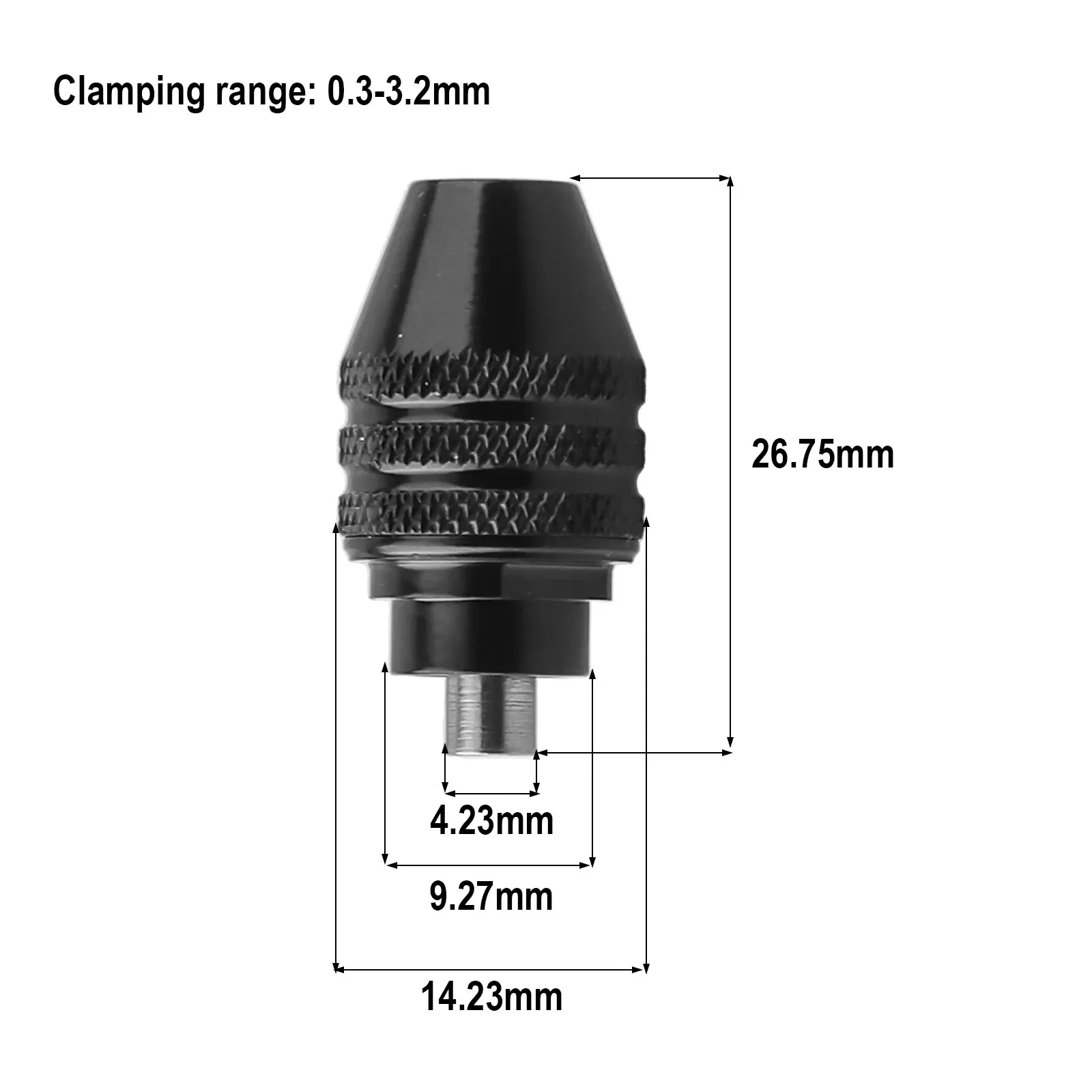 Home Improvement 0.3-3.2mm Drill Chuck Polishing Machine Chuck 0.3-3.2mm Heat Treated Steel Heavily-knurled Grip