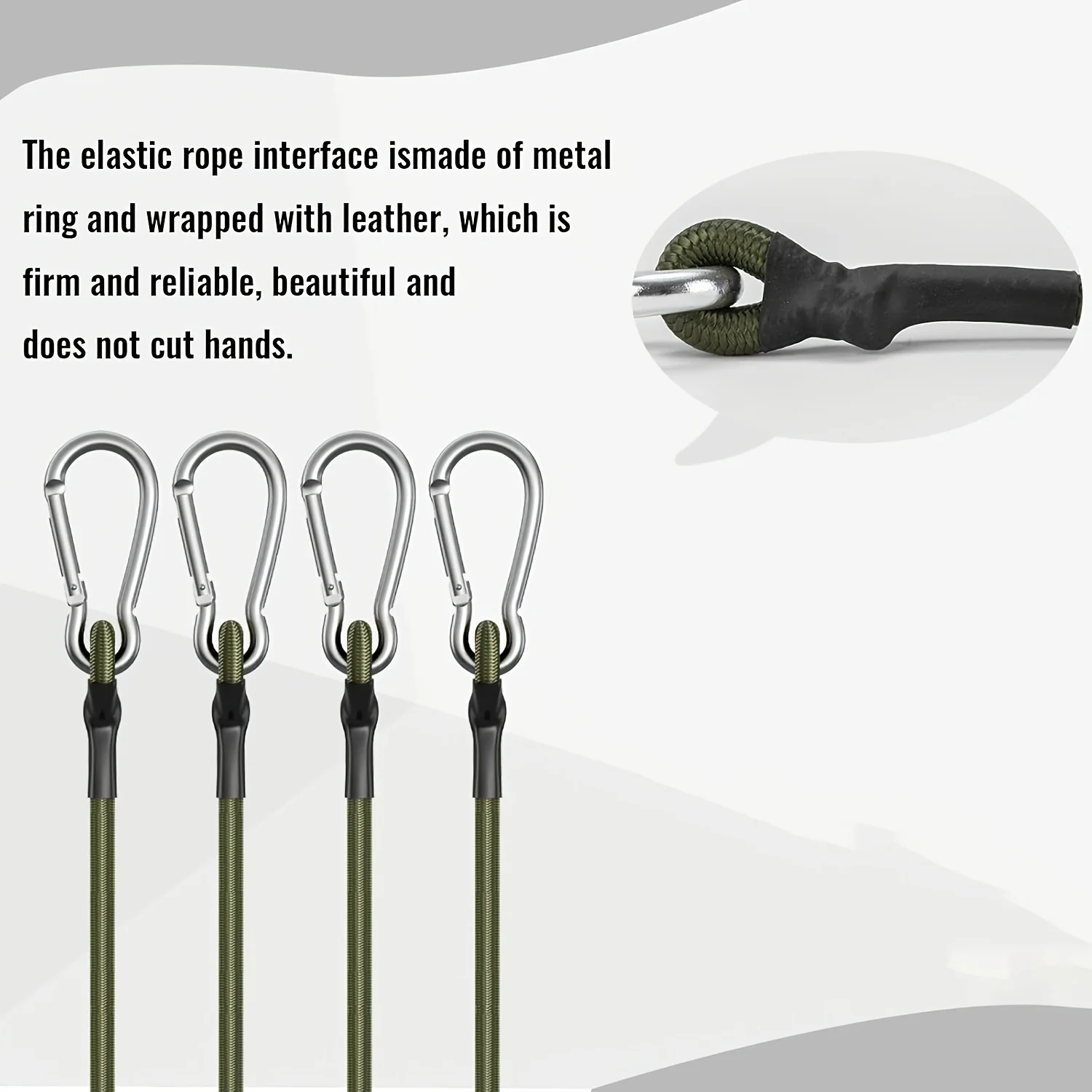 Picture 6: 2Pcs Elastic Rope Aluminum Hook 8mm Shock-absorbing Rope Flexible Tent Cord Luggage Binding Strap for Outdoor Camping Hiking