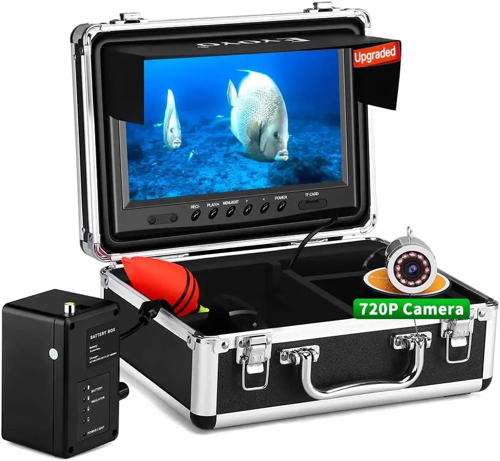 

Underwater Fishing Camera, Ice Fishing Camera Portable Video Fish Finder, Upgraded 720P Camera w/ 12 IR Lights, 1024x600 S