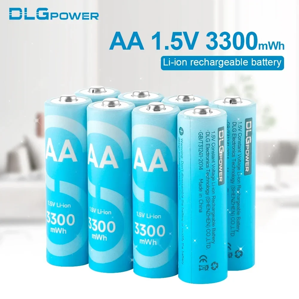 DLGPOWER AA/AAA 1.5V Lithium Rechargeable Battery for Remote control Electric toy Camera Gamepad Controller Smoke Detector