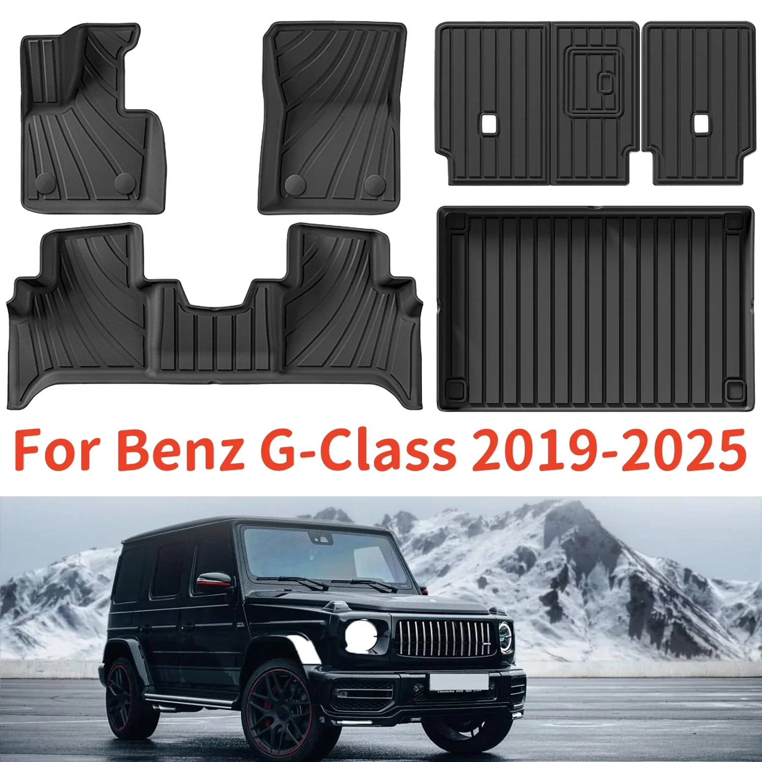 

For Mercedes Benz G Class/G500/G550/G63/G350 2019-2025 TPE Floor Mats, Trunk Mat Cargo Liner Seat Back Anti Dirty Pads
