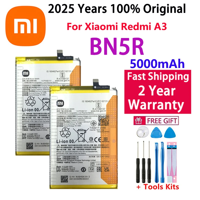 

2025 Years 100% Original High Quality Original Cell New BN5R 5000mAh Battery For REDMI A3 Battery Batteries Bateria
