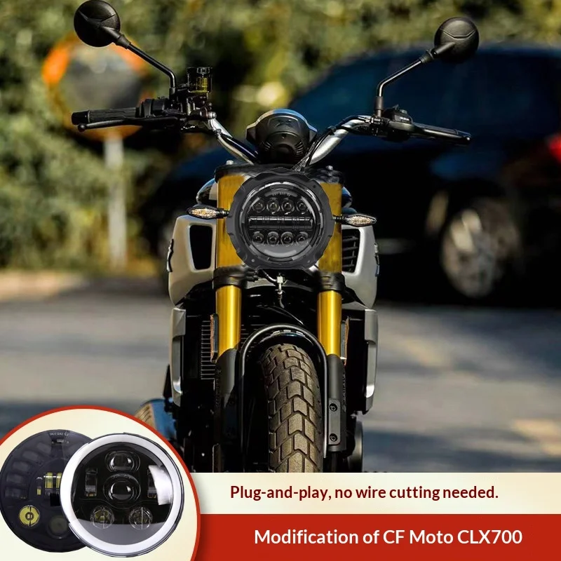 【Premium】For CFMoto XLC700 motorcycle headlight assembly modification, sporty round headlight, LED modification without damage.