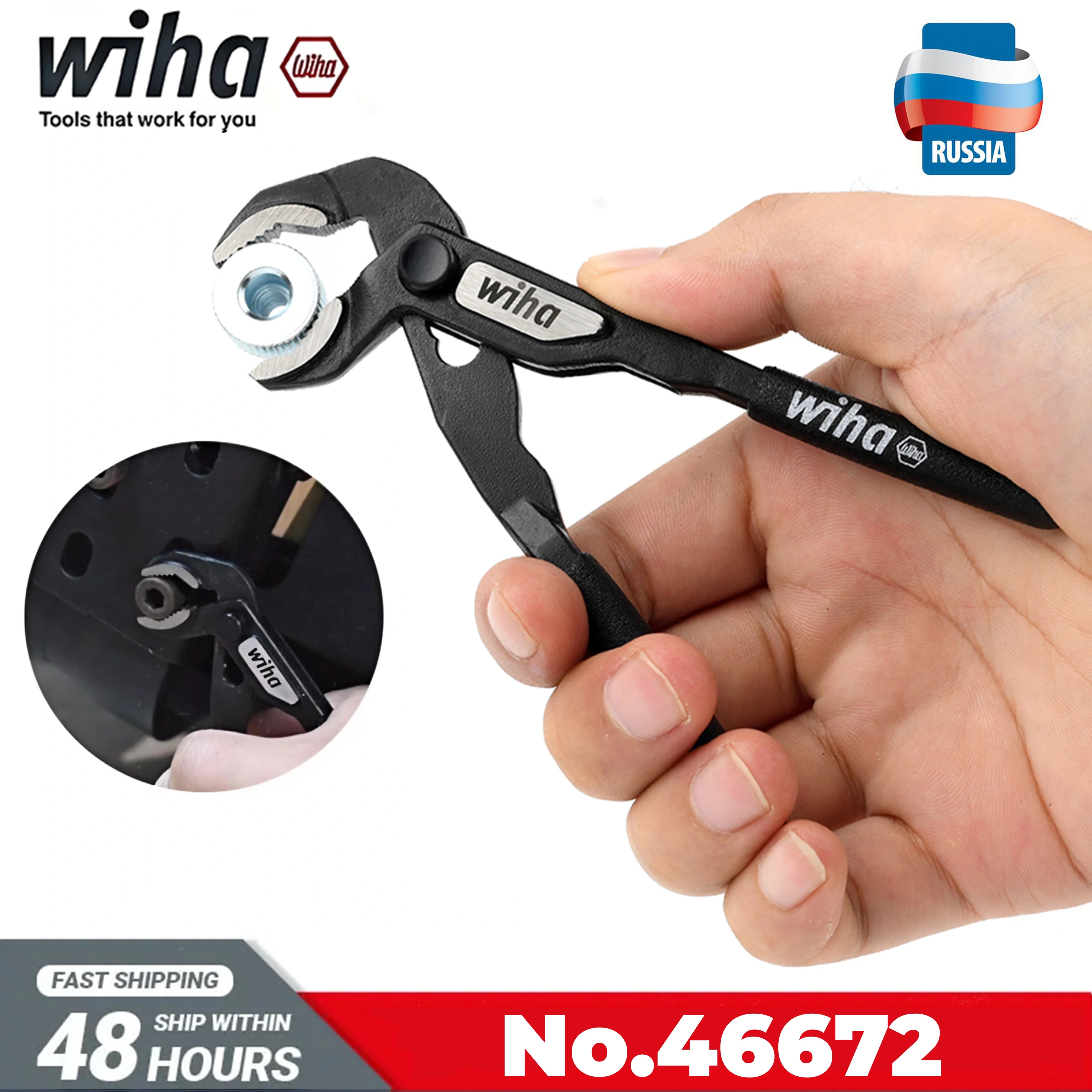 

WIHA Multi-purpose water pump pliers 5 inch mini pliers single-handed precision pipe pliers 5 quick-adjustment positions 46672