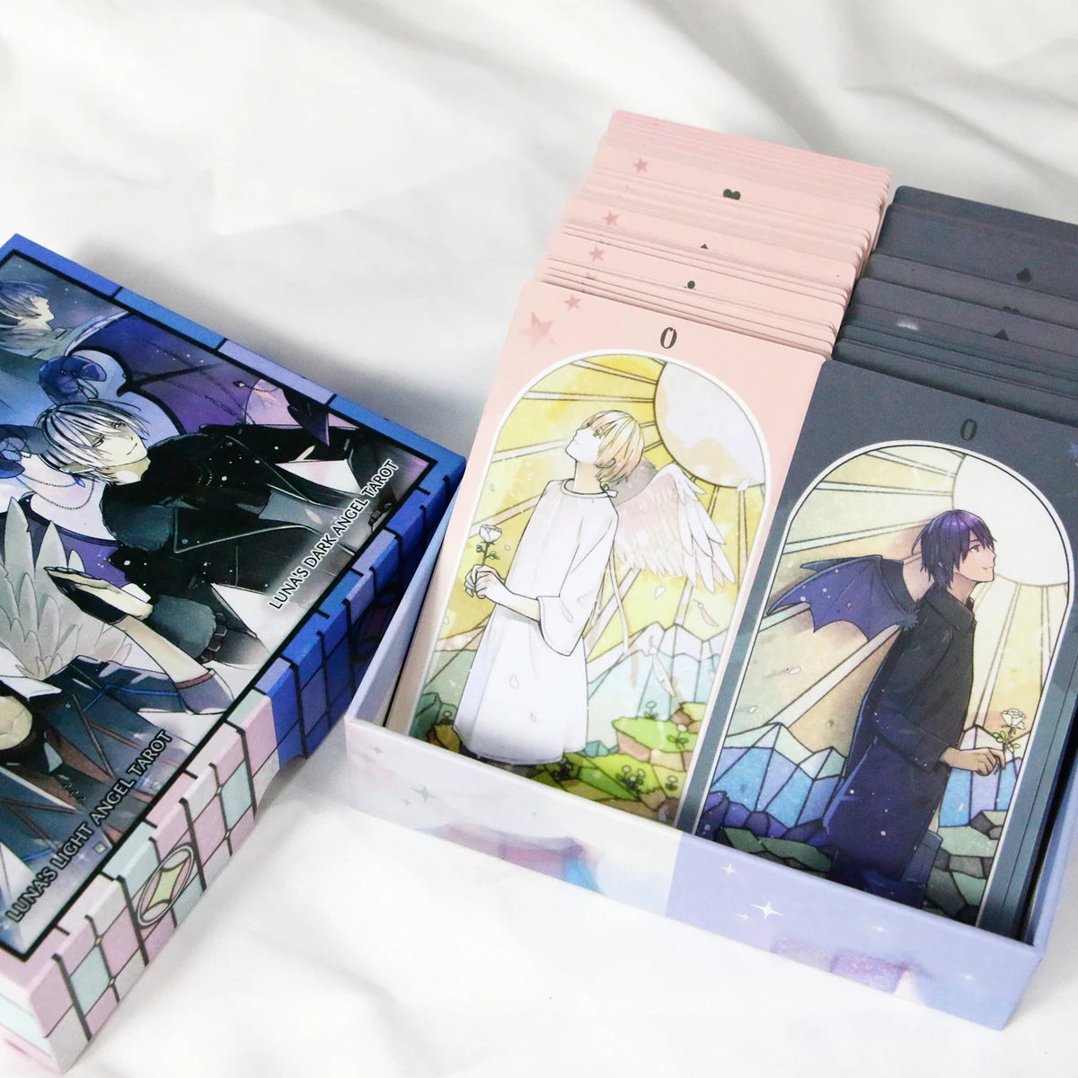 2 In 1 Luna's Dark Angel and Light Angel Tarot Deck 156 Pcs Tarot Cards 12*7cm In Rigid Box