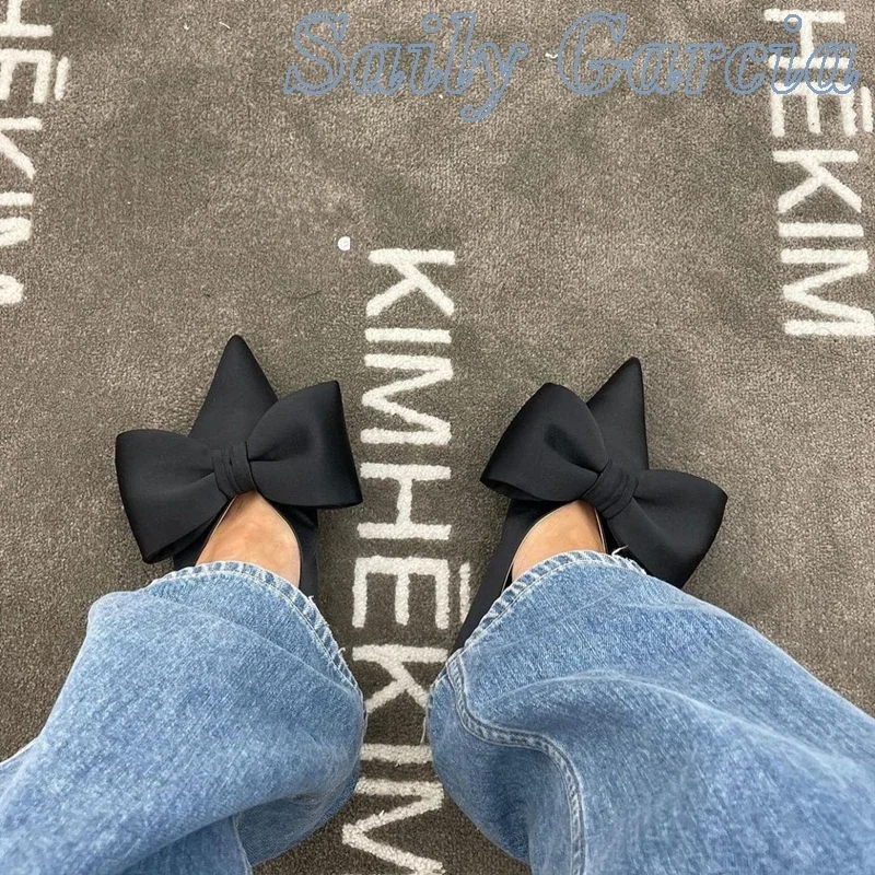 

Bowkont Comfortable Slip On Flatwith Solid Black Pumps Ankle Strap Pointed Toe Designer Unique Catwalk Summer Sexy Ladies Shoes