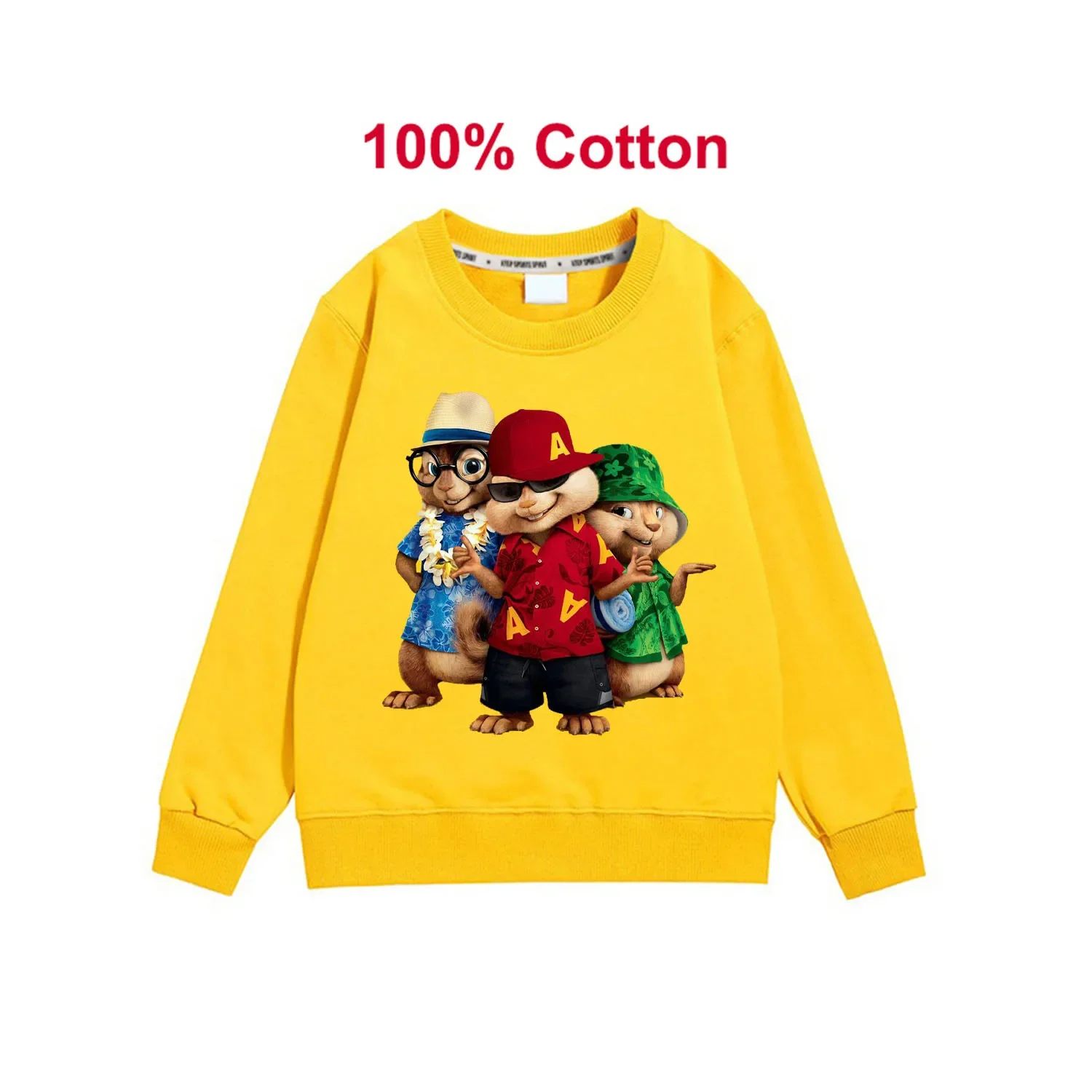 

2024 New Children Long Sleeve Hoodies Kids Sweatshirt Alvin and The Chipmunks 3D Print Cotton Tops Girl Jacket Casual Clothes