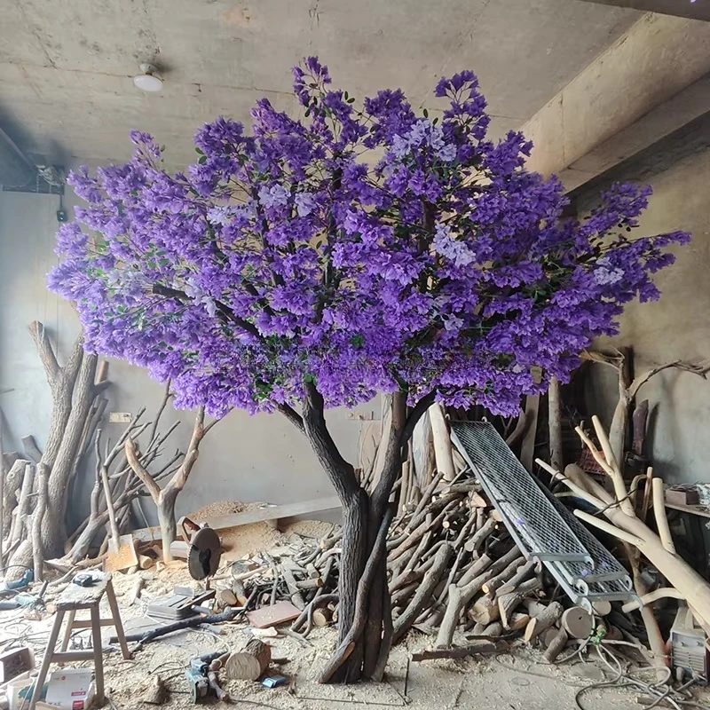 #￥forJUMEI Jacaranda Wisteria Lilac Peach Blossom Tree Set Simulated Fiberglass Eco-friendly 2.5-6m Height Crabapple Ornament UV