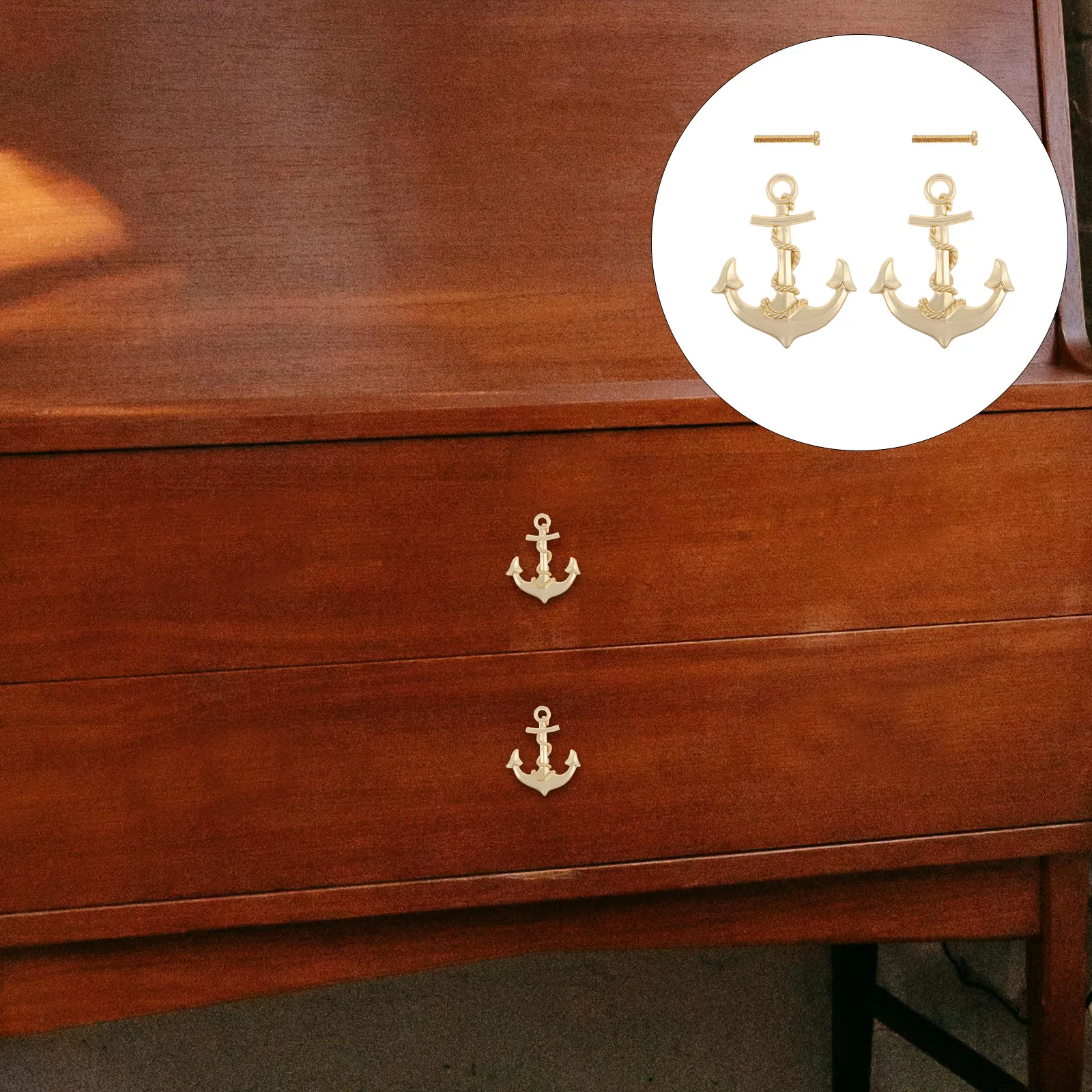 

2pcs Vintage Cabinet Rustic Anchor Drawer Pulls Nautical Decorative Knobs Zinc Alloy Durable Easy Install For Living Room