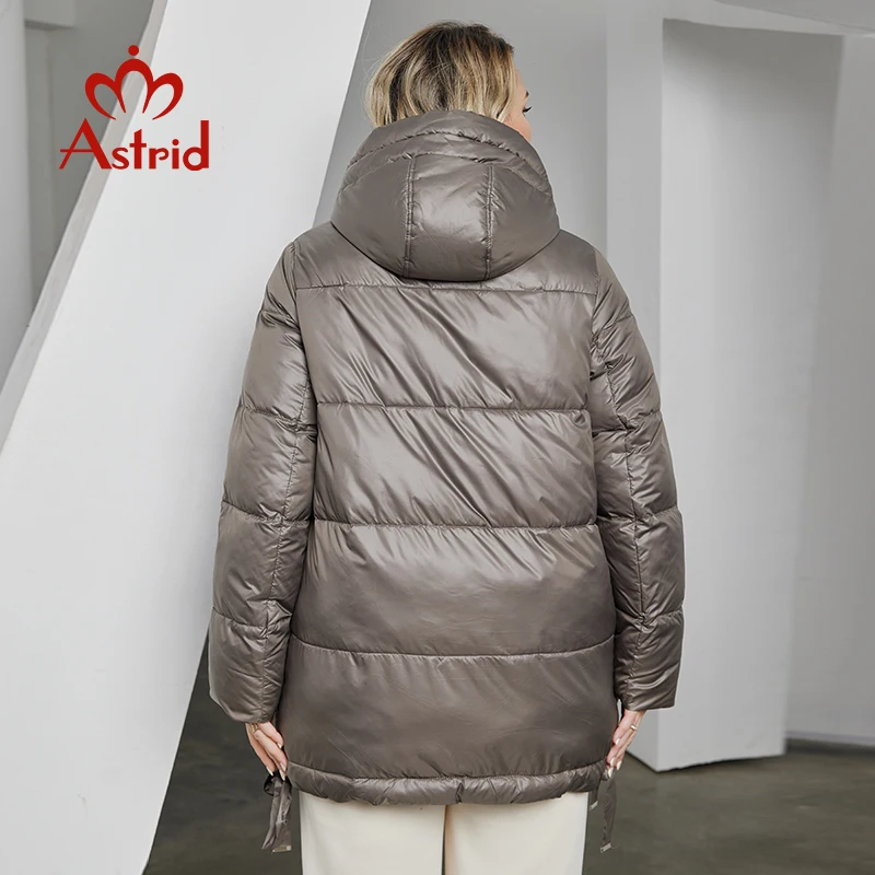 Astrid Women\'s Winter Jacket 2023 Plus Size Bio Down Jackets Hooded Quilted Coat Women Parka Female Clothing Split Hem Lacing