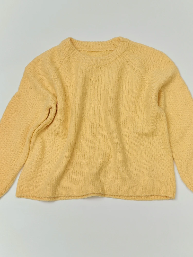 

LZoo Soft Knitted Sweater Tee-Color Lazy Feel round Ne Hook Flower Gentle Knitwear Easy Wear Long Sve Autumn Commute S...