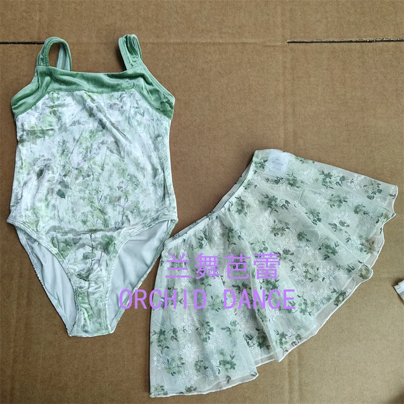 

Модный новый дизайн, зеленый, розовый, с цветочным принтом, детская майка для девочек, бархатная одежда для балета и танцев, купальники на продажу