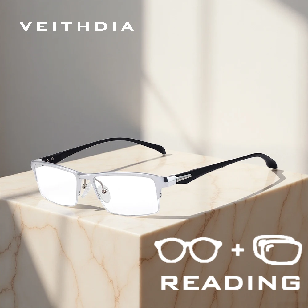 VEITHDIA نمط جديد موضة مكافحة الضوء الأزرق نظارات للقراءة TR90 نصف إطار عدسة البولي + 1.00 + 1.50 + 2.00 + 2.50 R8777 #2