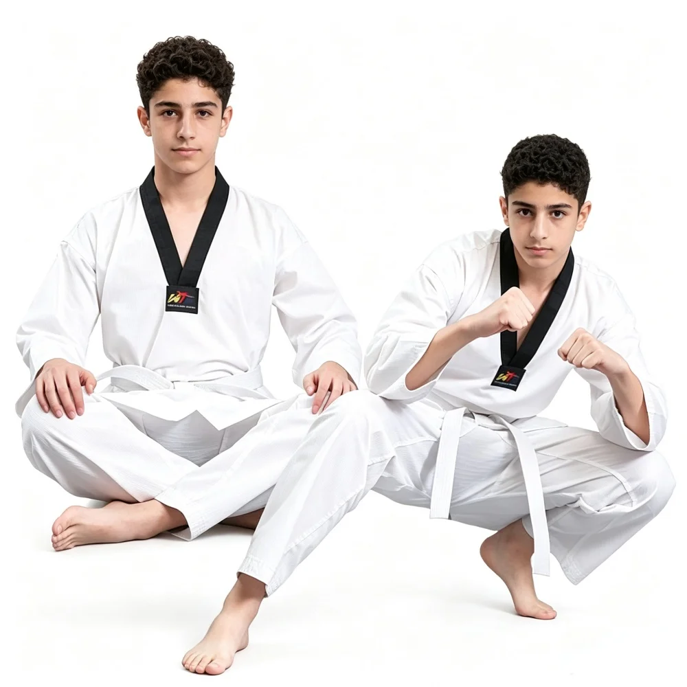 Lightweight Kids Taekwondo Dobok Uniform White Taekwondo Training Outfit for Beginner Children Karate Taekwondo Class with Belt