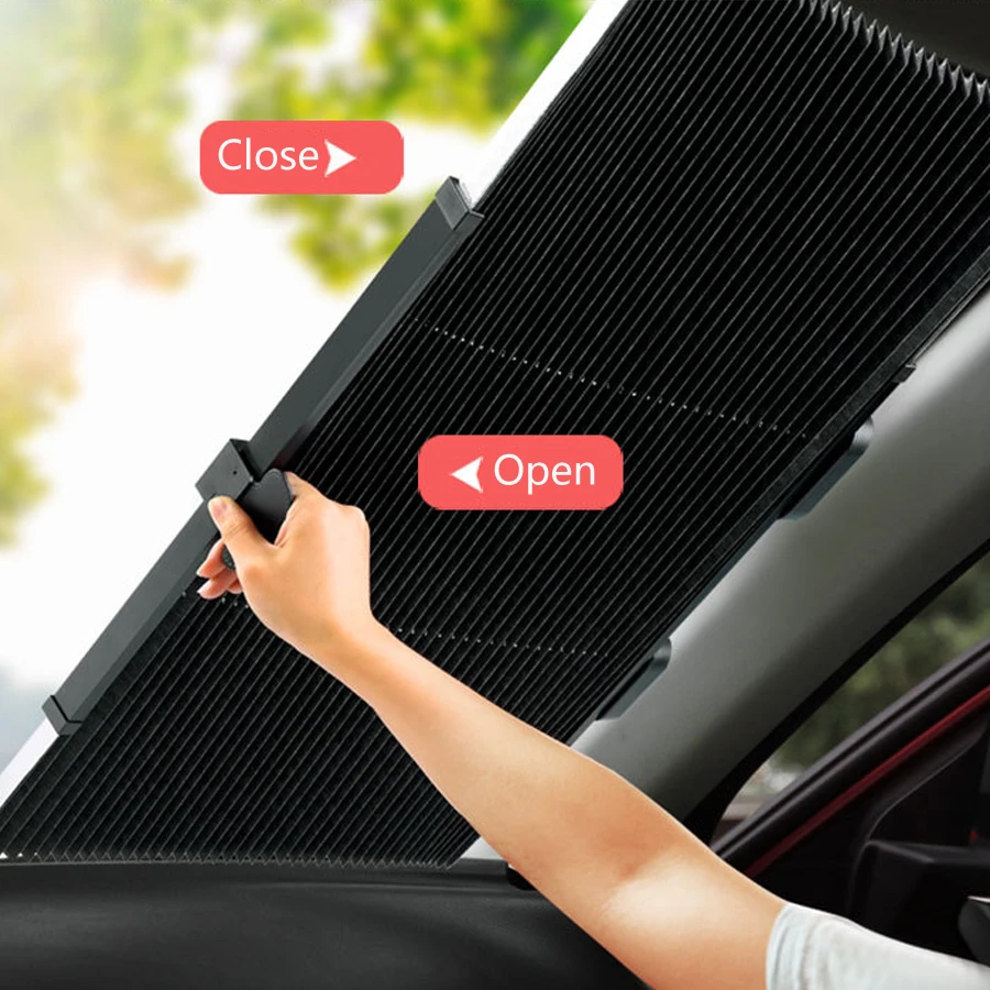 Auto Car Retractable Sunshade Sun Insulation Block Retractable Windshield  Sun Shade Front Rear Sunshade for Car UV Protection