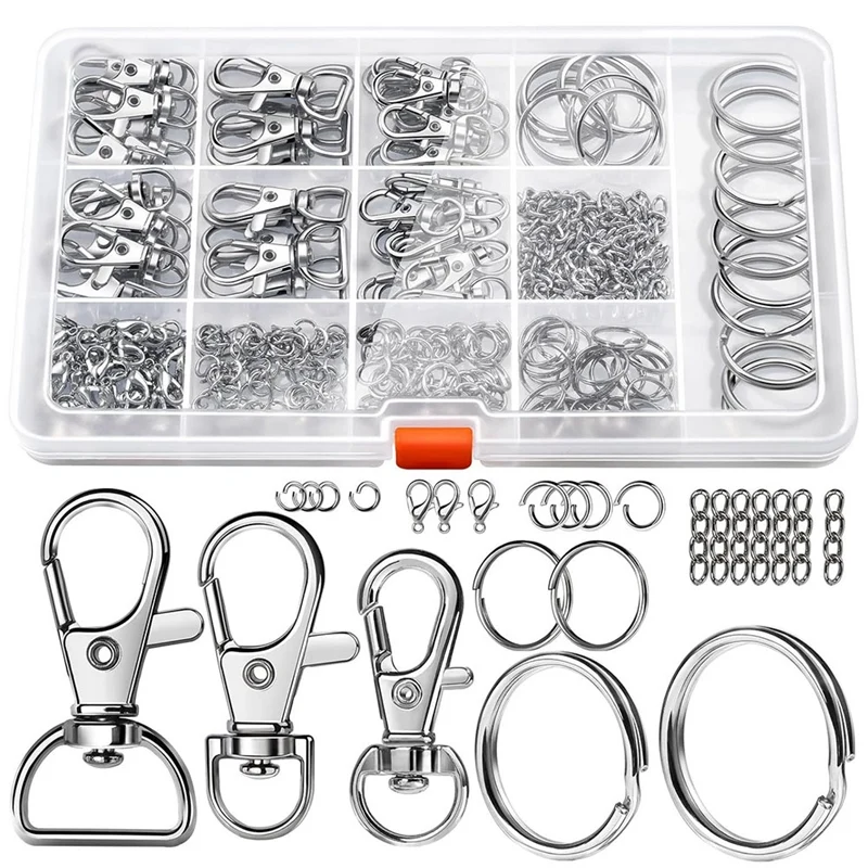 265Pcs Metal Lobster Claw Clasp With Key Ring Set For Crafts, Lanyard Clips Snap Hook, Swivel Clasps Clip Kit