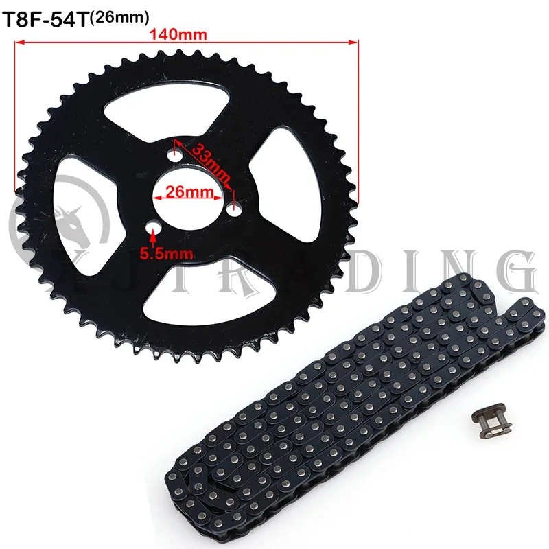 T8F-54T chain plate 26mm 29mm 35mm 54mm Rear Chain Sprocket T8F 136link chain For 47cc 49cc Pocket Bike Mini Moto Quad ATV