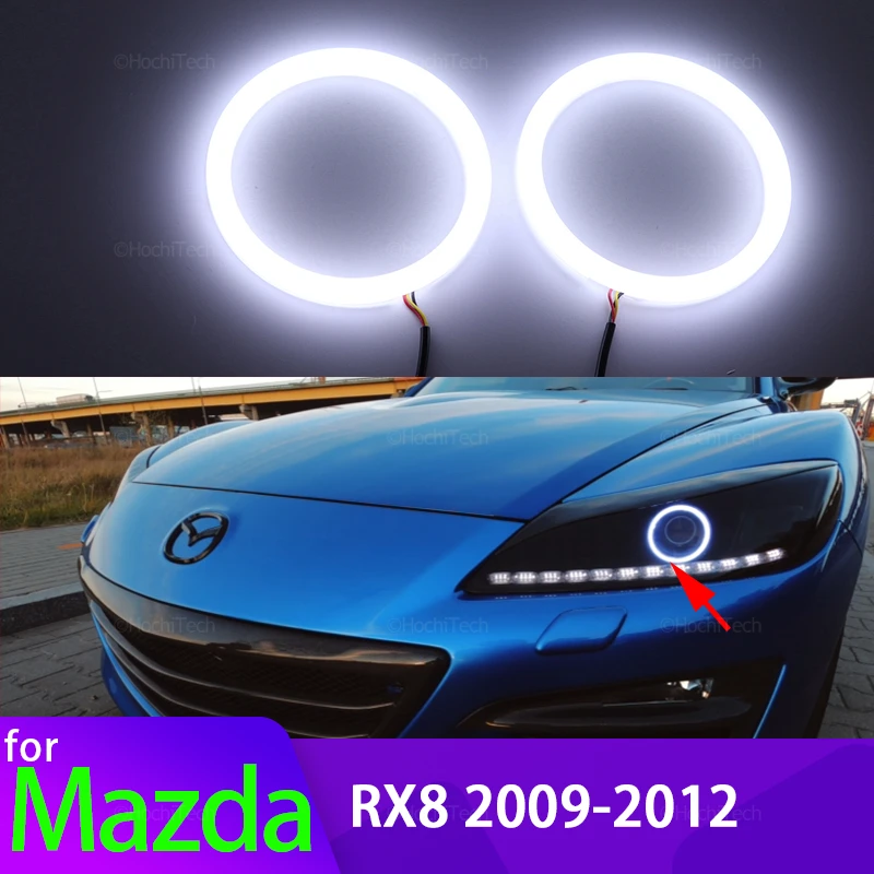 For Mazda RX8 Rx-8 2009-2012 Car Accessories 6000K White SMD Cotton Light LED Angel Eye Ring Kit, 2 Years Wattanty