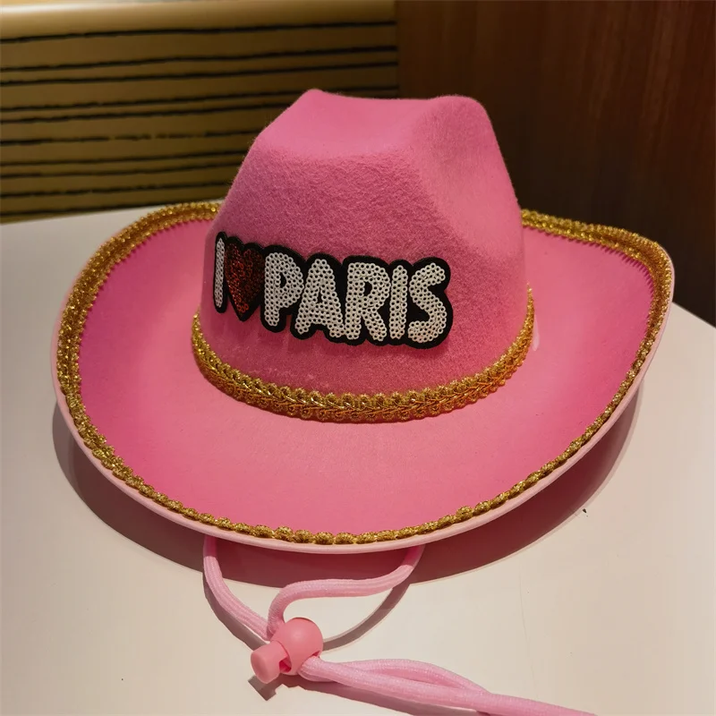 Cowboy Hat Cowgirl Man Caps Western Cowboy Pink Black White Windproof Paris Casual Oudoor Hats for Women Sombrero Vaquero Hombre