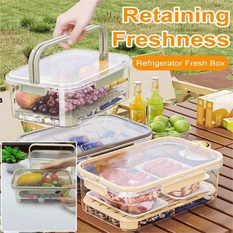 

Portable Refrigerator Fresh-Keeping Box Portable Portable Transparent Crisper Travel Collapsible Sealed Food Storage Box