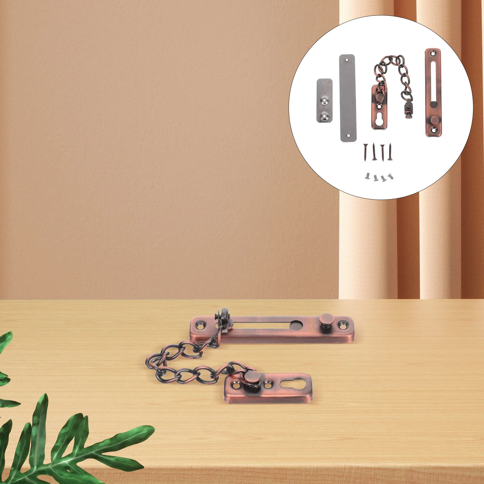 

1 set 1 Set Stainless Steel Anti-Theft Door Chain Lock Security Chain Safety Latch Hotel Room Door Home Security Dark Red