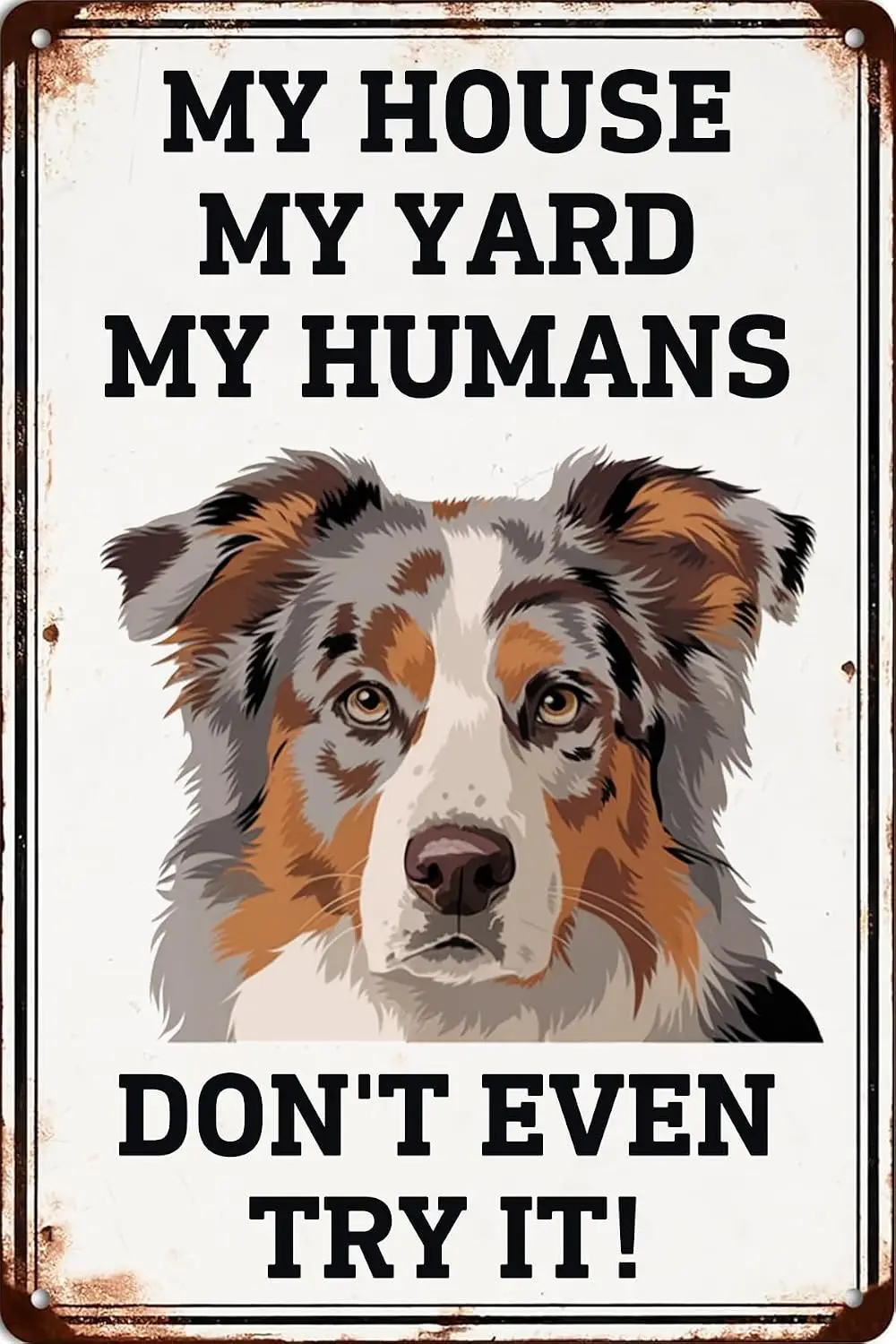 Australian Shepherd Vintage Metal Tin Signs My House My Yard My Humans Sign Retro Wall Decoration for Home Garage Farm Fenc sign