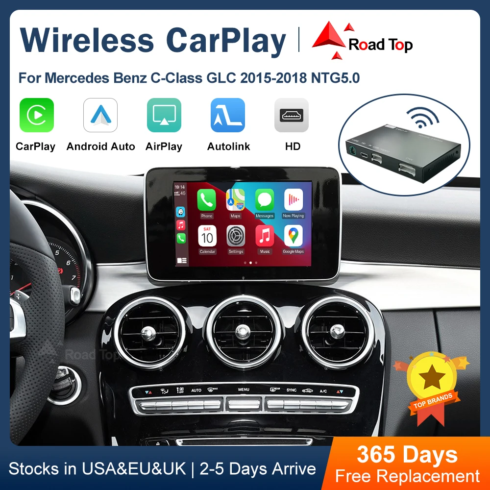 Wireless CarPlay Decoder Android Auto for Mercedes Benz C-Class W205 GLC 2015-2018, with Mirror Link AirPlay Car Play