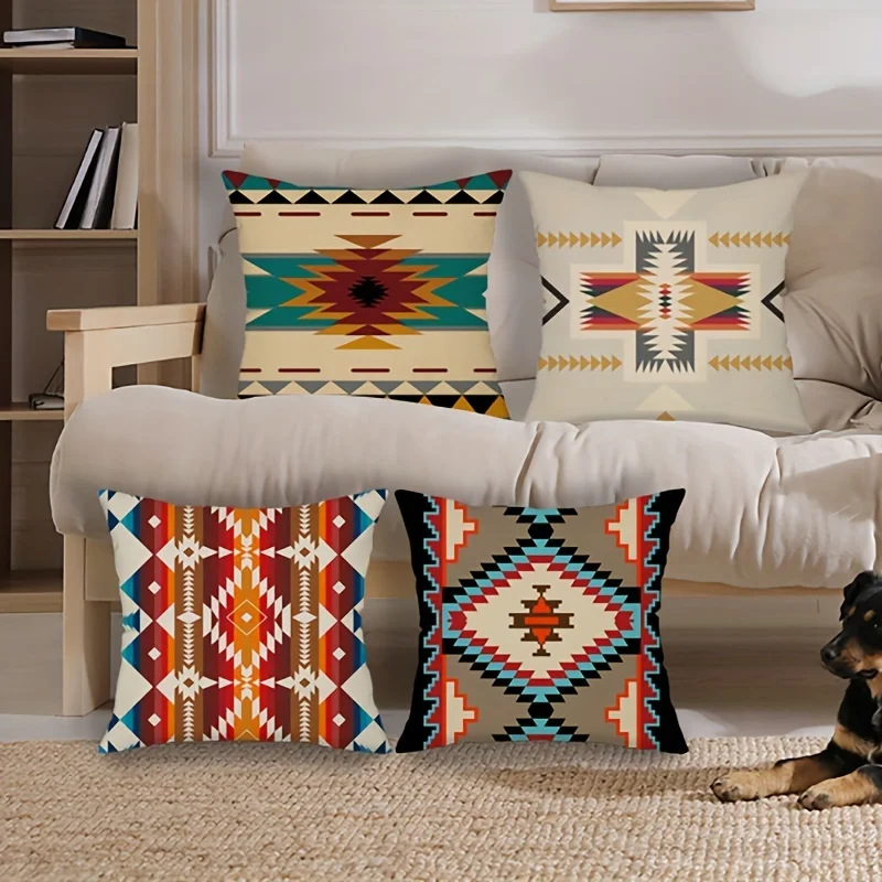 

Односторонний чехол для подушки с принтом в богемном стиле, мягкая полиэфирная ткань, декоративная наволочка для гостиной, дивана, спальни, прикроватная тумбочка