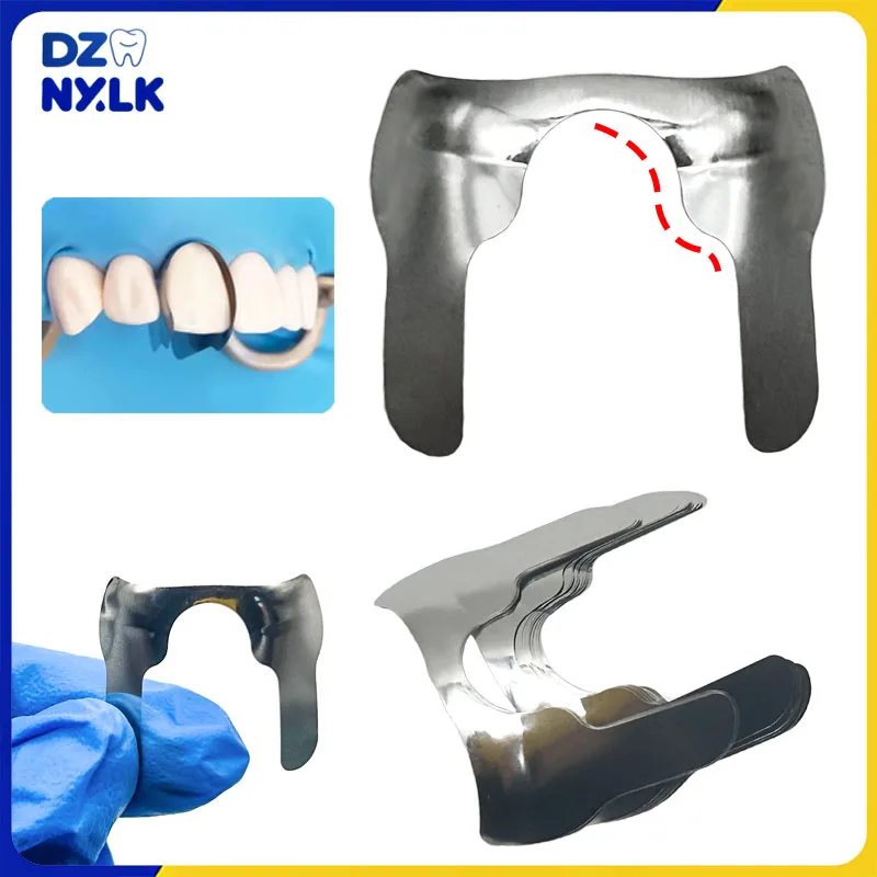 30Pcs Dental Matrix Contoured Anterior Matrices Bands Sectional Matrix System Twin Anterior Metal Matrix Small Dental Materials