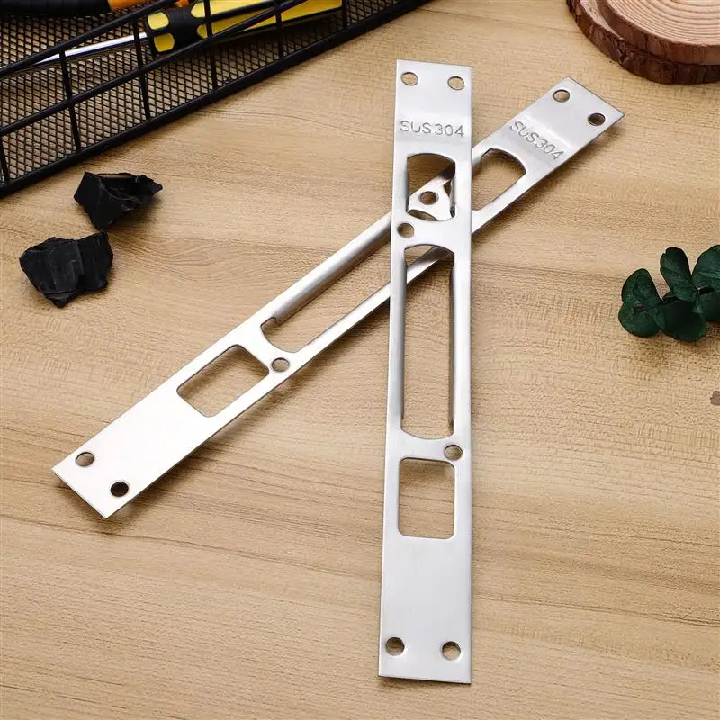 2pcs Door Security Strike Plates Long Plate Catch Strike durable Reinforcement Plate Anti-theft Door frame buckle home universal