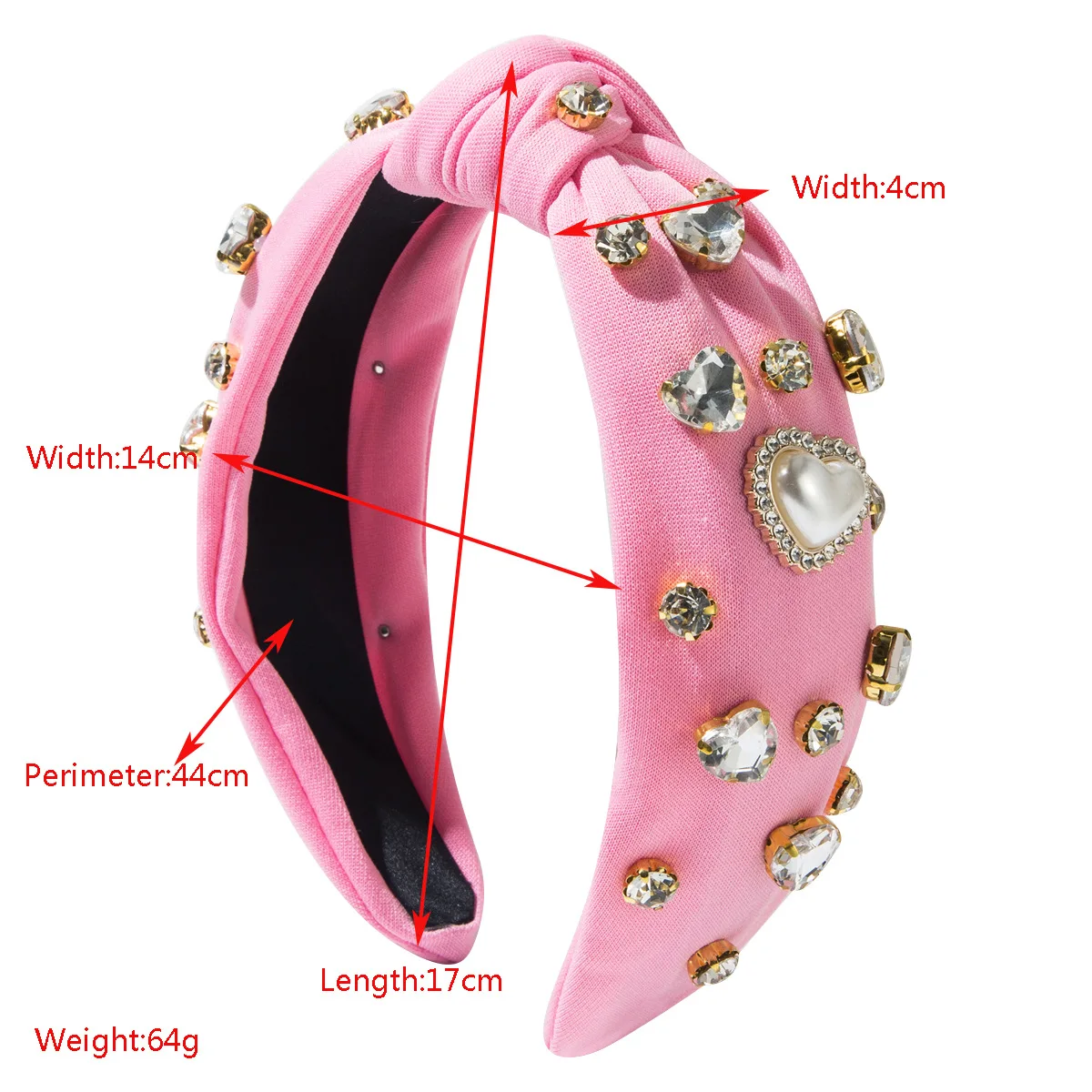 Hot-selling headband Korean version fashion fabric nail drill knotted love headband sweet romantic Valentine's Day hair accessor