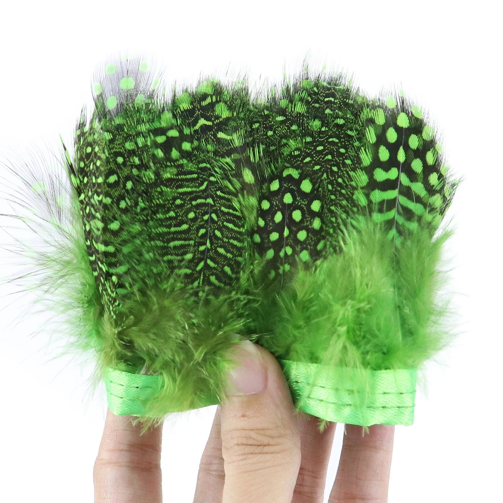 10M Natural Guinea Fowl Feather Fringe Trim 5-8cm Soft Fluffy Plumas for DIY Wedding Clothes Needlework Craft Decoration