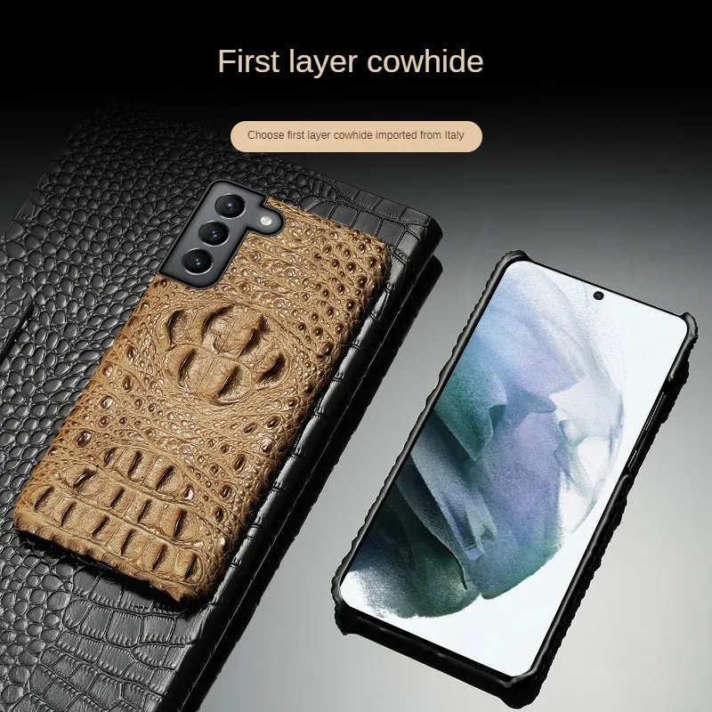Genuine Leather for Samsung S24 Ultra Case Protector S22 Plus New Crocodile Pattern for Samsung S23 Ultra Case