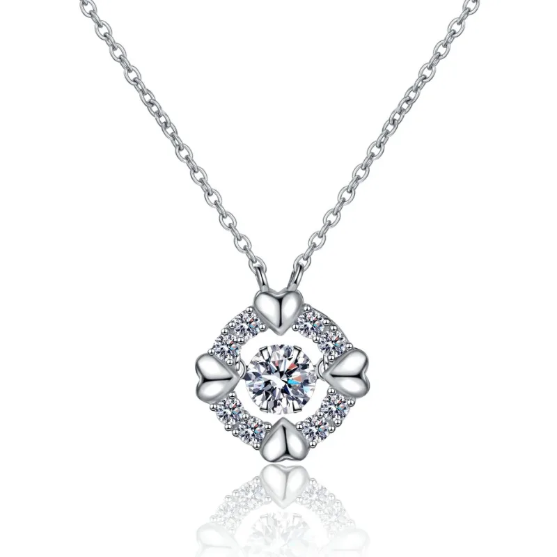 Oro bianco lucido 18K 0.5CT 100% VVS D Colore Moissanite Collane per le donne Scintillante Lab Pendenti con diamanti Gioielli da sposa femminili