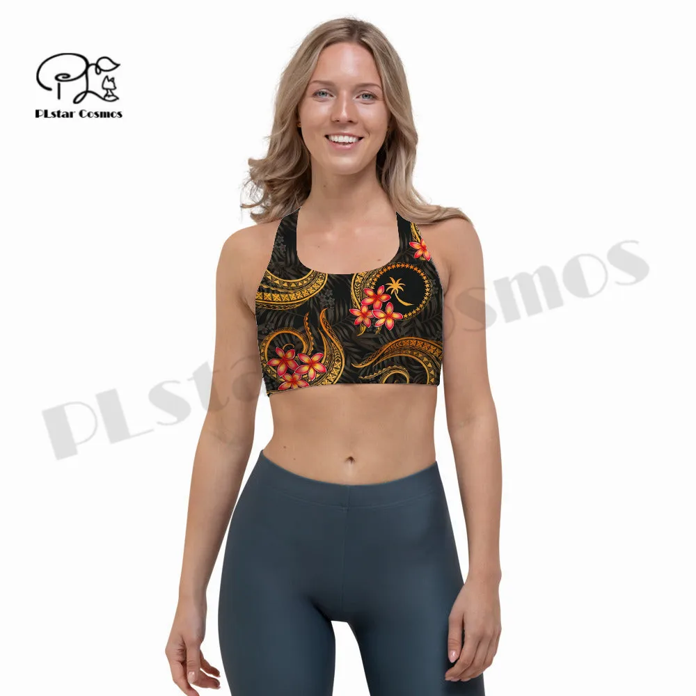 PLstar Cosmos Newest 3DPrint Chuuk Polynesia Tribal Tattoo Yoga Sport Bra Cup Fitness Gym Cozy Unique Women'Vest Running Hot Top
