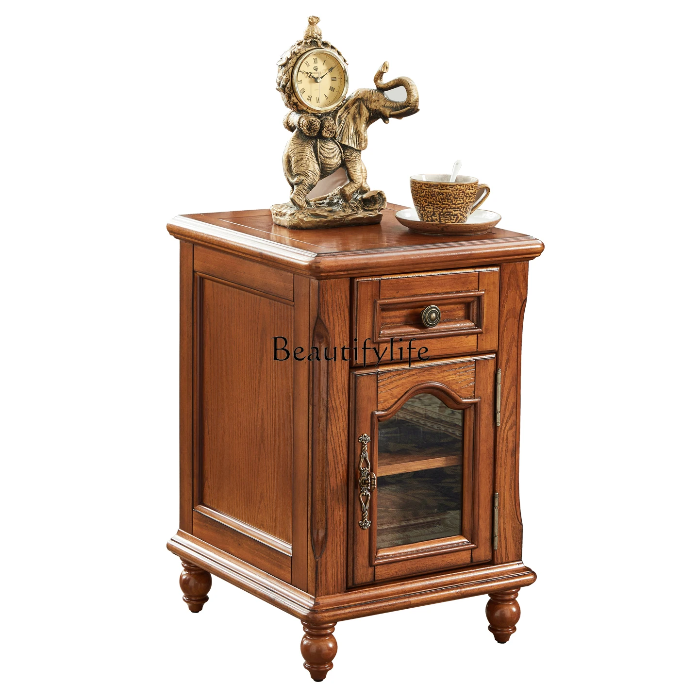 

American-style Solid Wood Small Coffee Table Sofa Home Bedside Table Living Room Tea Cabinet