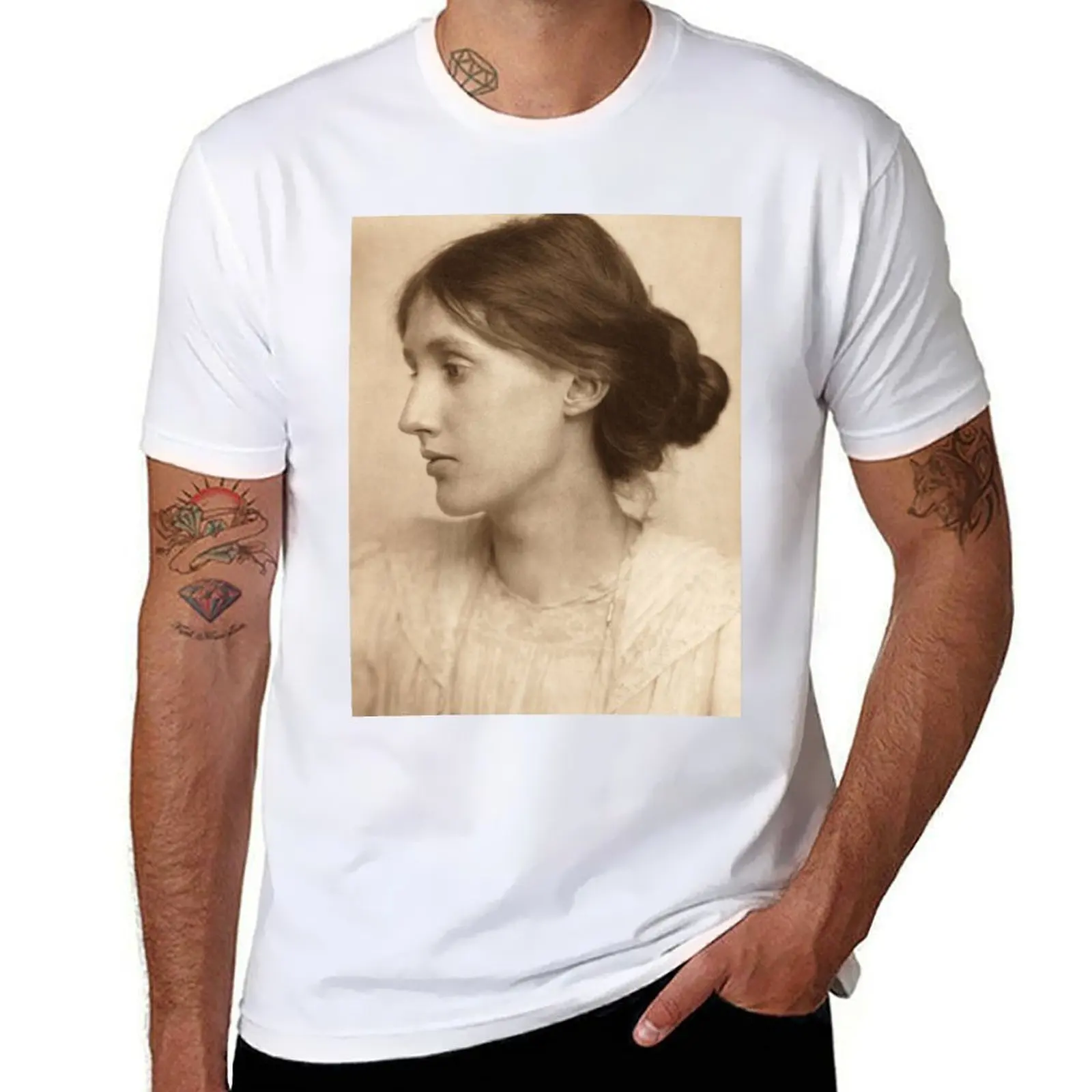 

Virginia Woolf Vintage Photo T-Shirt black cotton t-shirt plain for man package man t shirt heavy cotton T-Shirt