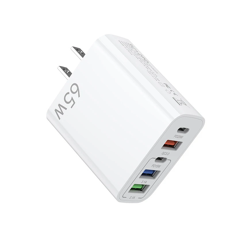 65W Mobile Phone Charger Fast Charge 3USB&PD20W Type-c Port Travel Multi-function Charger For US EU Uk Suitable For Iphone