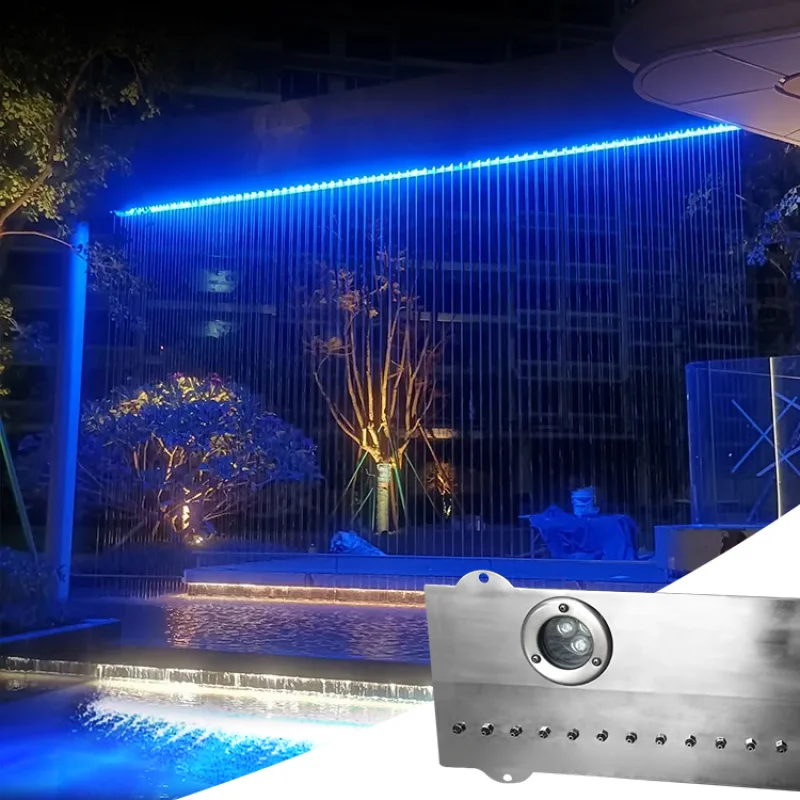 custom.Customized Modern Stainless Steel Curtain Indoor/Outdoor Ornamental Rainy Waterfall Wall Hotel Pool Use