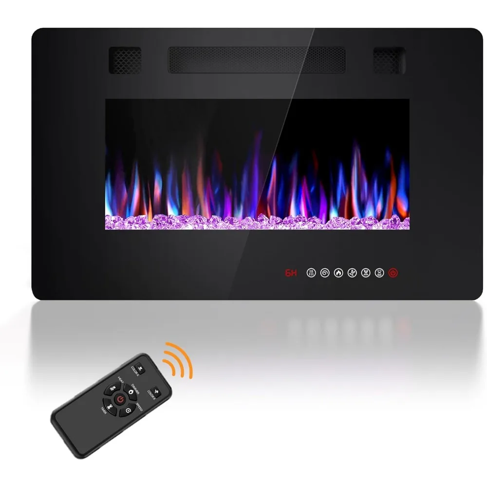 

Electric Fireplace Inserts, in-Wall Recessed and Wall Mounted 750/1500W Fireplace Heater,Touch Screen,Remote Control with Timer,