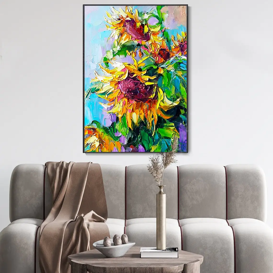 Large Handmade Paintings Blooming Flowers Hand Painted Abstract Landscape Sunflowers Home Canvas Wall Art For Bedroom Office