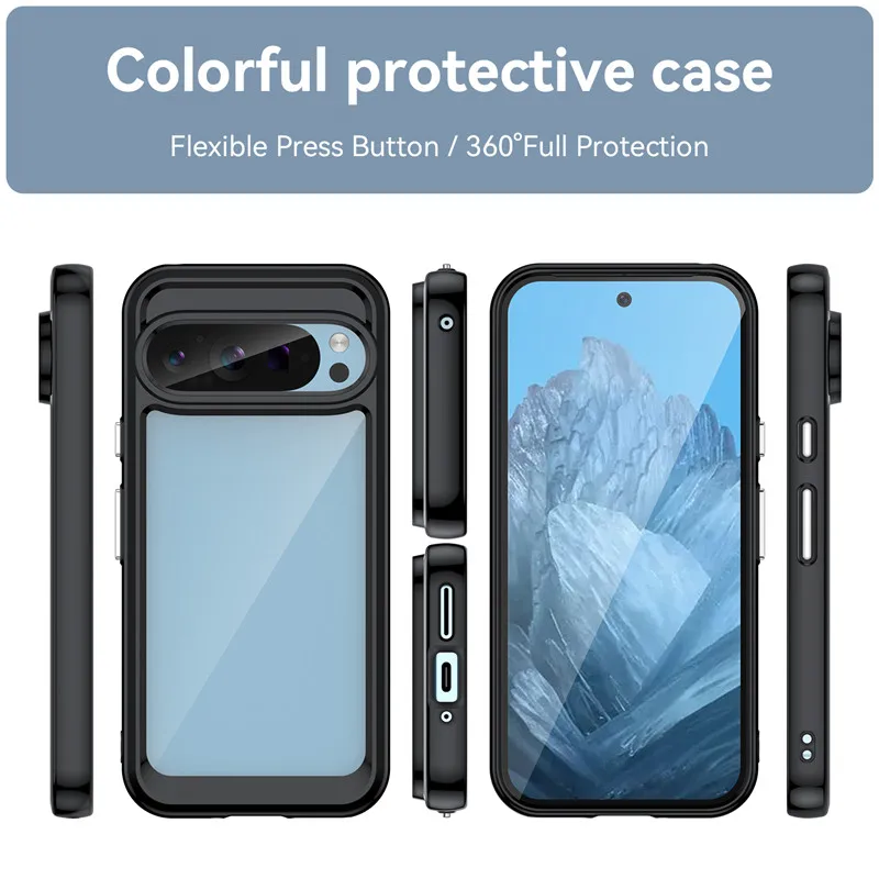 For Google Pixel 9 Pro Case Google Pixel 9 Pro Cover TPU Border Acrylic Backplane Protective Phone Cases Pixel 9 8A 8 7A Funda