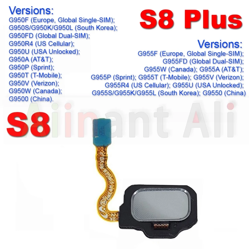 AiinAnt Back Home Button Touch ID Key Fingerprint Sensor Flex Cable For Samsung Galaxy S8 S9 Plus + G950F G955F G960F G965F