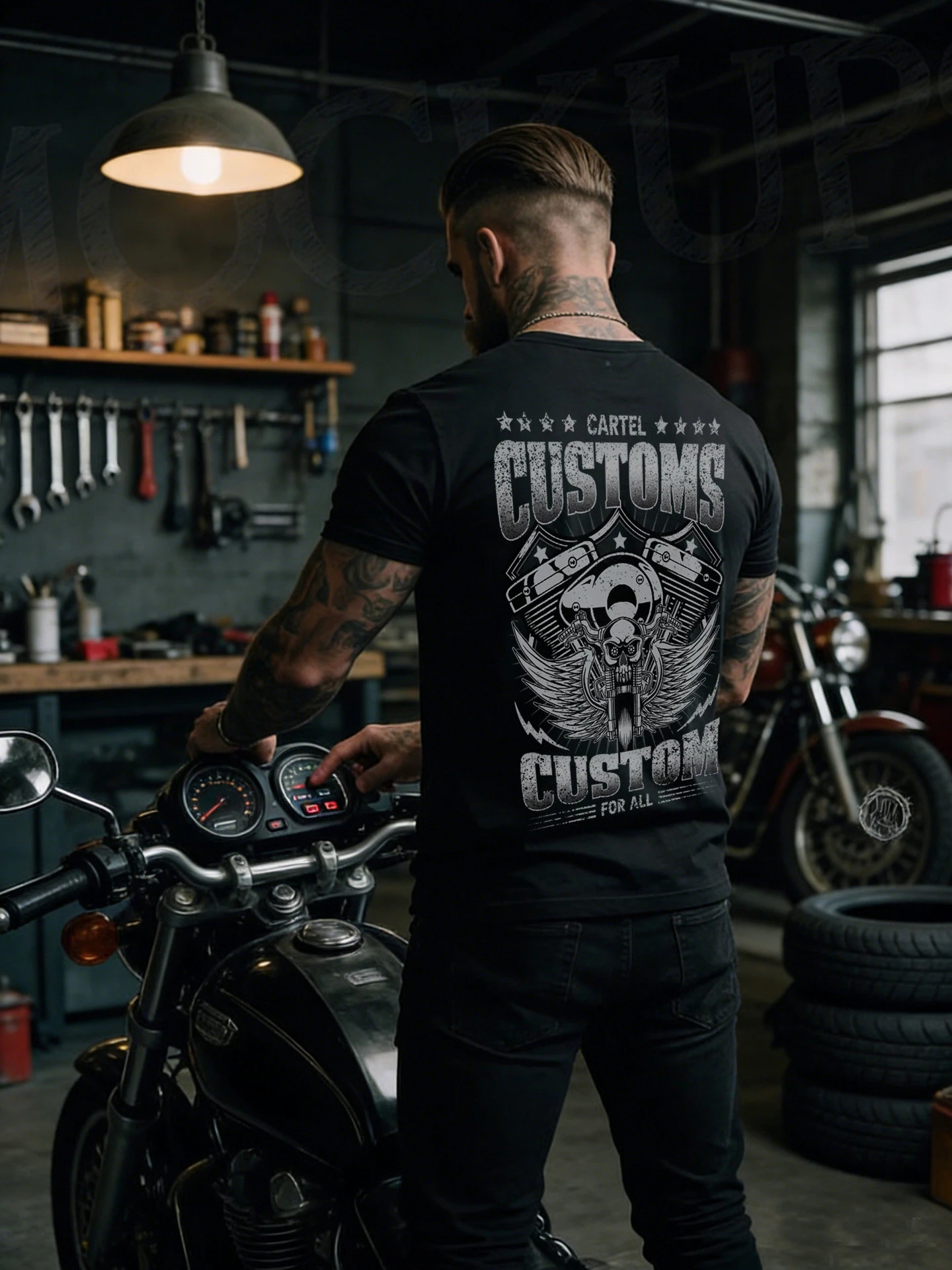 Black Skull Print Tough Guy Military Fashion Brand Jacket Europe and The United States Recreational Scooter