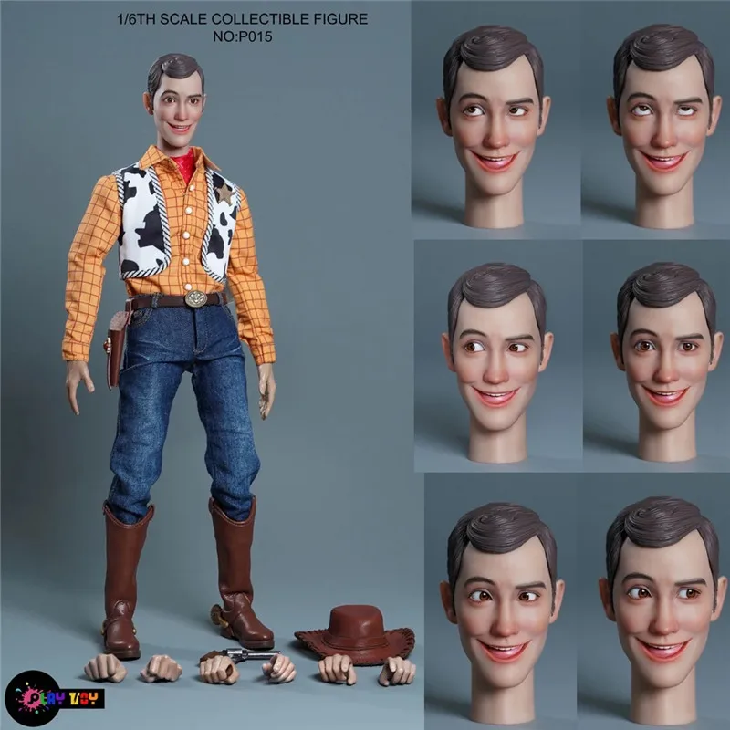 1/6 Scale  P015 Model West Happy Cowboy Movable Eyes Male Head Figure Full Set For 12 Inch Action Figure Collection Doll Toy