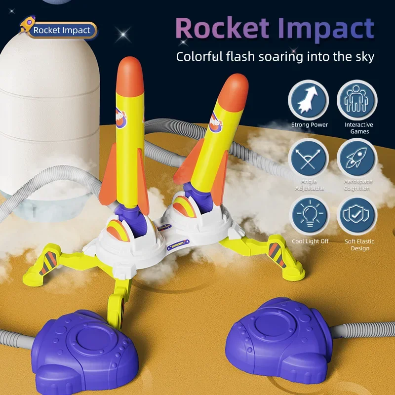 Kid Air Rocket Foot Pump Launcher Toys Sport Game Jump Stomp Outdoor Child Play Set Toy Pressed Rocket Launchers Pedal Games Toy