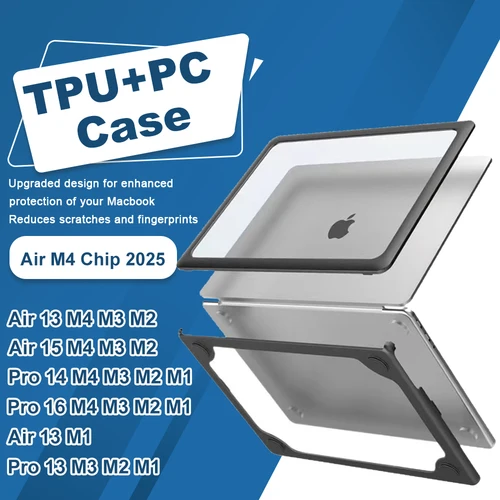 Imagen 1 del producto Funda de portátil para Macbook Air de 13 pulgadas M4 M3 M2 2025 2022, funda de TPU para Macbook Air 15 M4 2025, funda para Pro 14 16 M4 2024