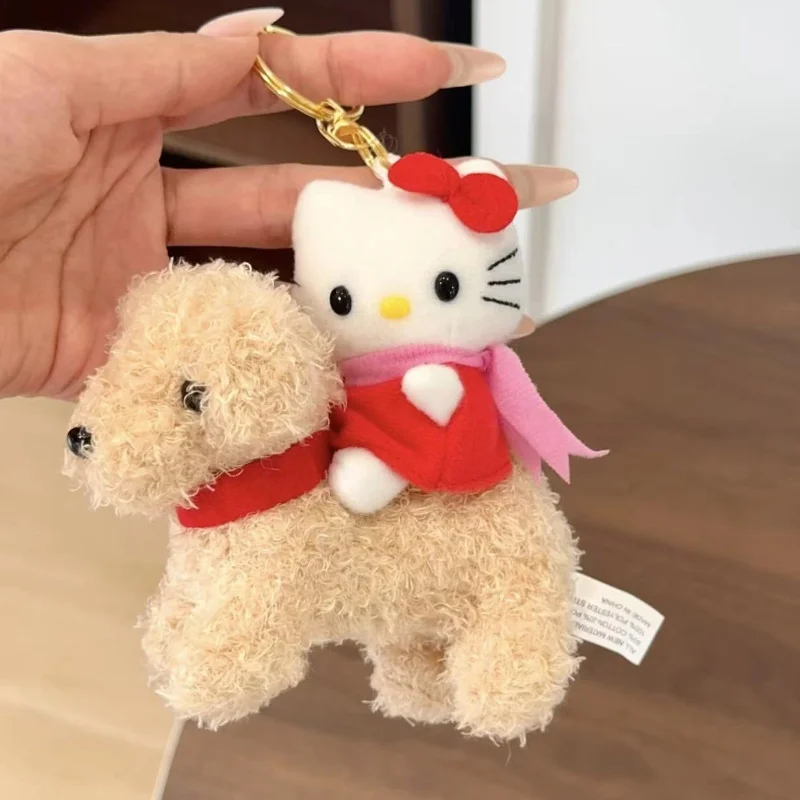 새로운 귀여운 고양이 플러시 키체인 소녀 백팩 펜던트 만화 동물 강아지 인형 고품질 자동차 펜던트 크리스마스 선물