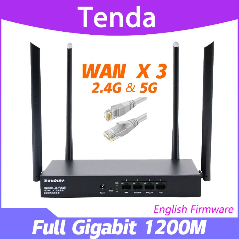 Tenda 무선 핫스팟 라우터, 듀얼 밴드 와이파이 확장기, 장거리, W18E, AC1200, 11ac, 2.4 Ghz, 5Ghz