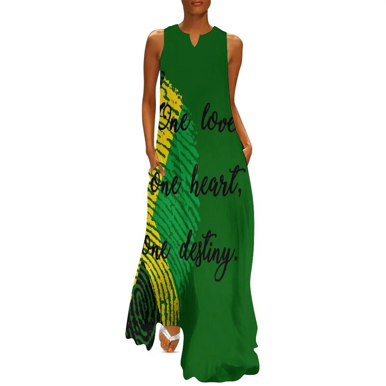 Jamaica Flag Dress One Love Elegant Maxi Dress Street Wear Casual Long Dresses Summer Sleeveless Custom Vestidos Large Size